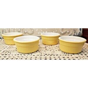 Set of  4 Cermer Ceramic Sunshine Yellow Ramekins Soufflé Custard Dish Spain